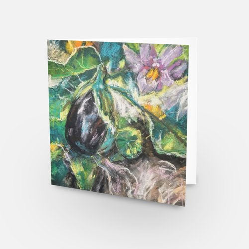 Eggplant Cards (3) 5.5 x 5.5 inches with White Envelopes