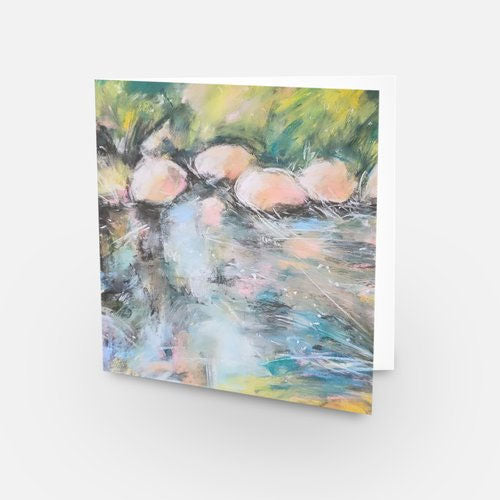 Mountain Stream Cards (3) 5.5 x 5.5 inches with White Envelopes