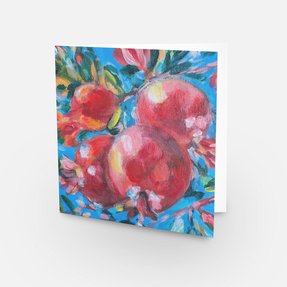 Pomegranates (2) 5.5 x 5.5 inches with White Envelopes