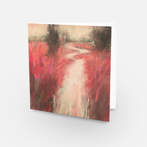 Red Fields Cards (3) 5.5 x 5.5 inches with White Envelopes
